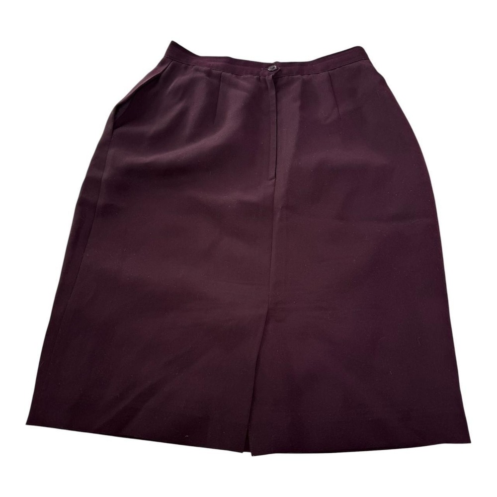 Vintage Burgundy A Line Midi Skirt Womens Size 8 Career Office Minimalist